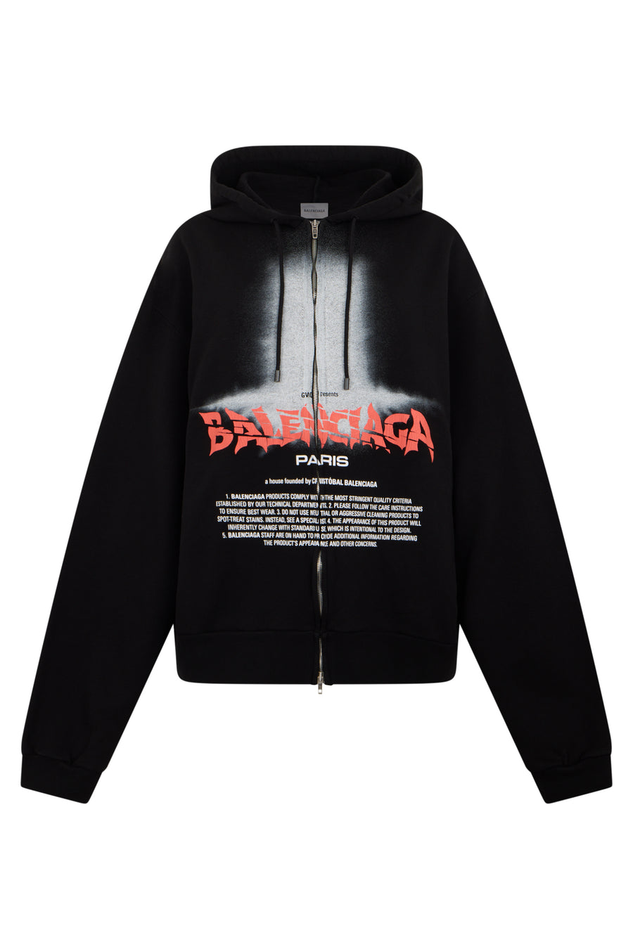 Hoodie With Zip, Black Cotton
