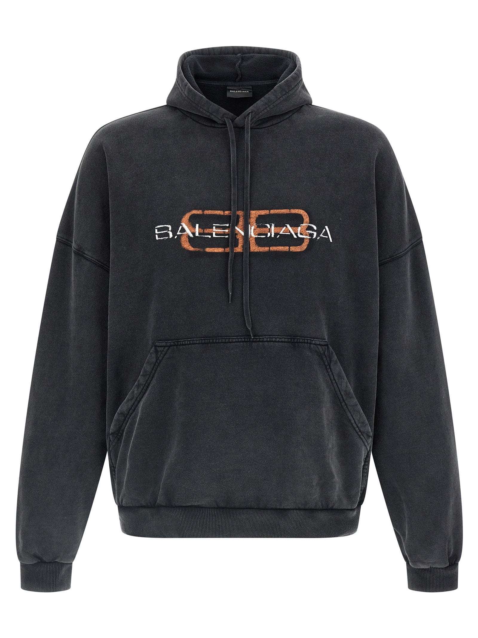 Printed Hoodie Black Cotton Sweatshirt
