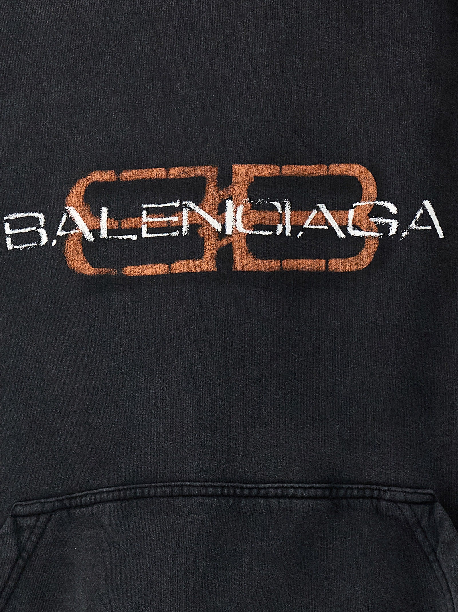 Printed Hoodie Black Cotton Sweatshirt