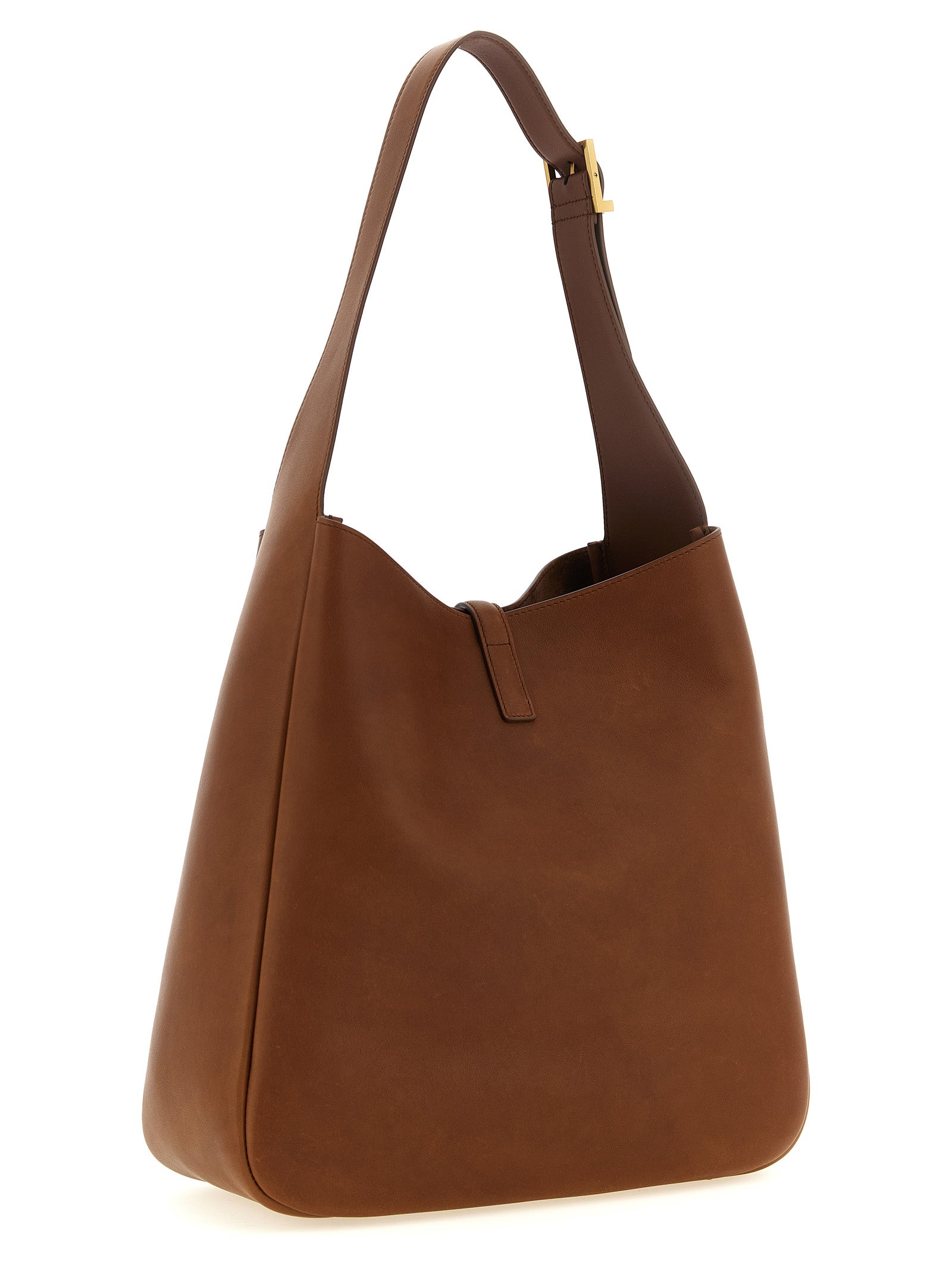 Le 5 À 7 Large Shoulder Bag Brown Calfskin Leather (bos Taurus)