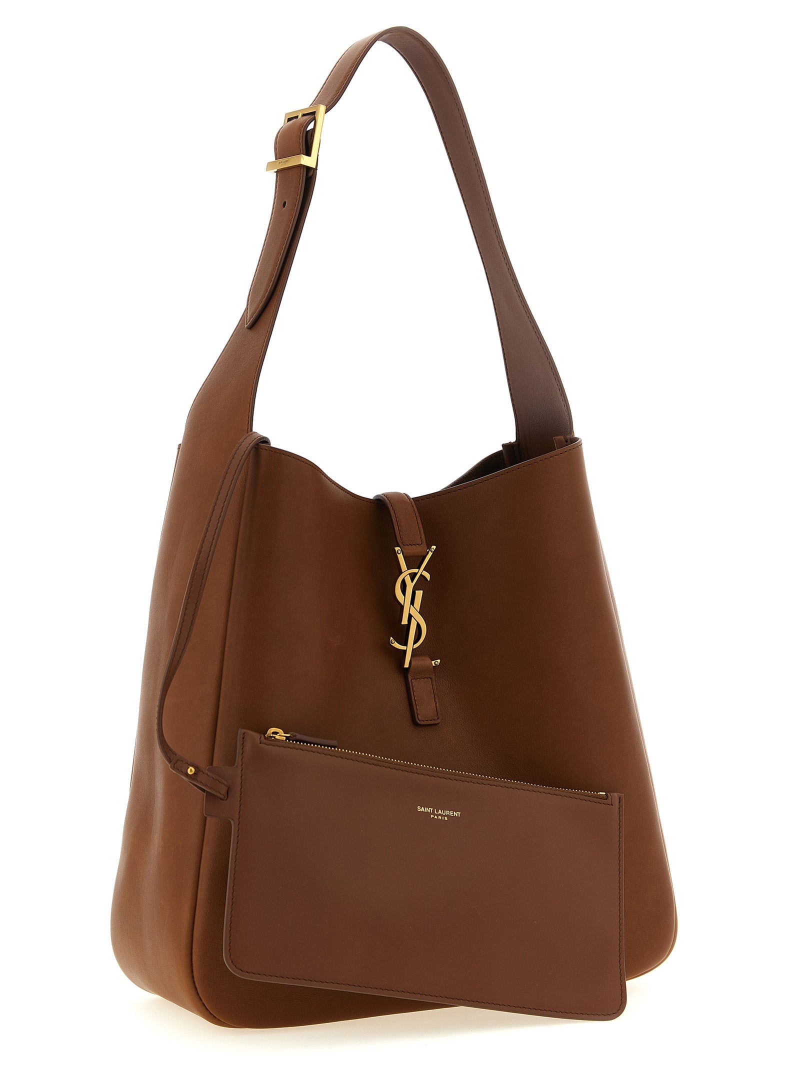 Le 5 À 7 Large Shoulder Bag Brown Calfskin Leather (bos Taurus)
