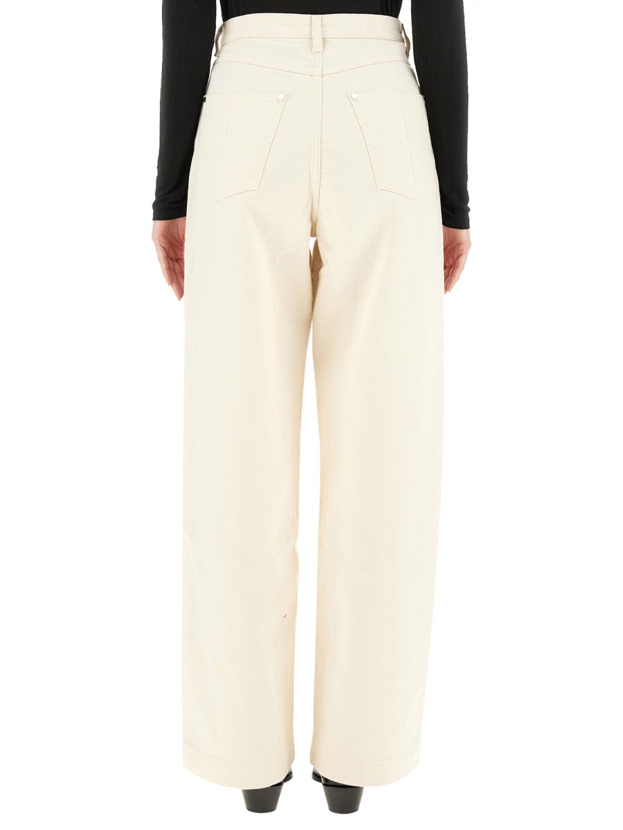 Wide Jeans White Cotton