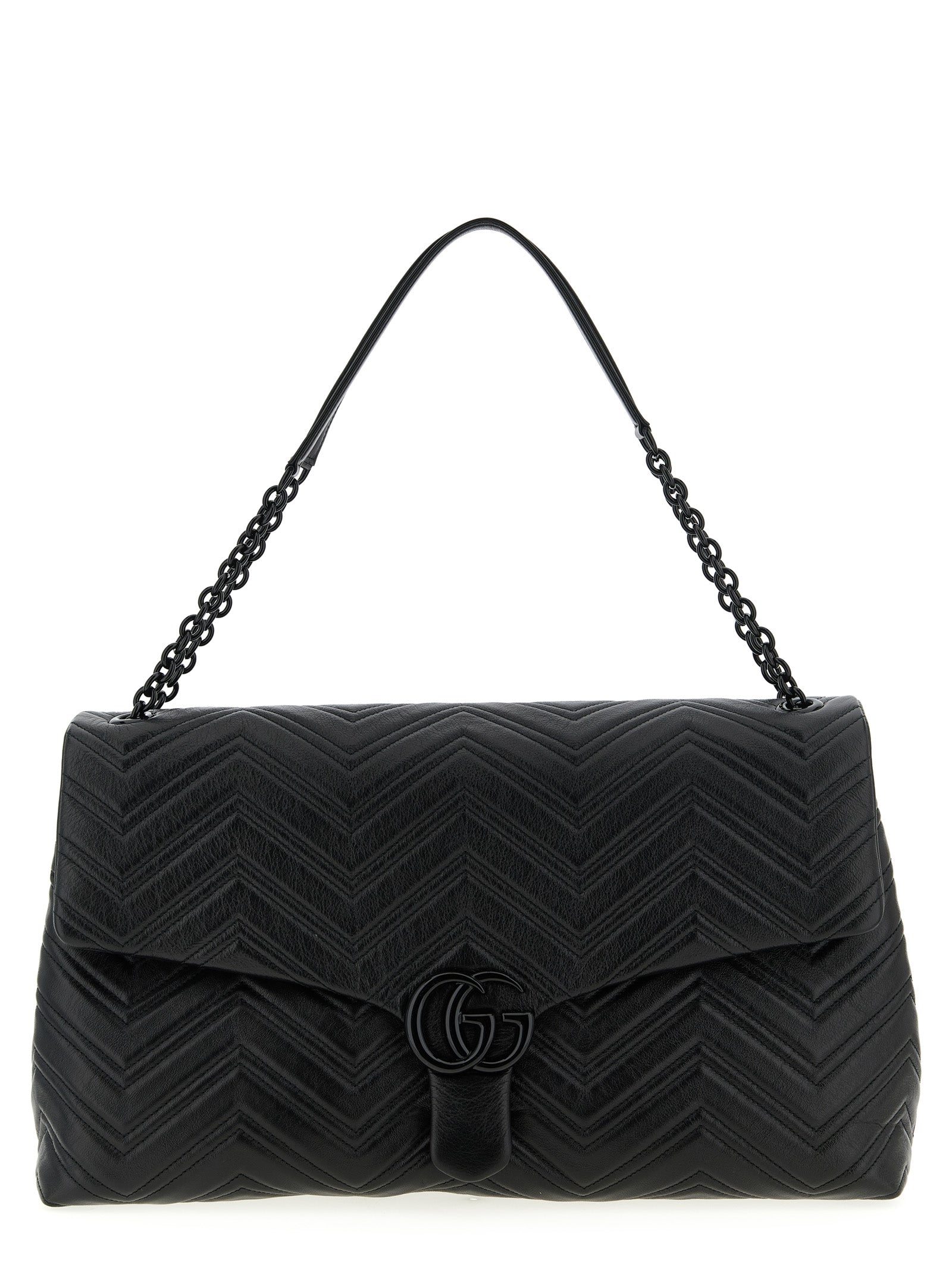 GG Marmont Maxi Shoulder Bag Black Calfskin Leather (bos Taurus)