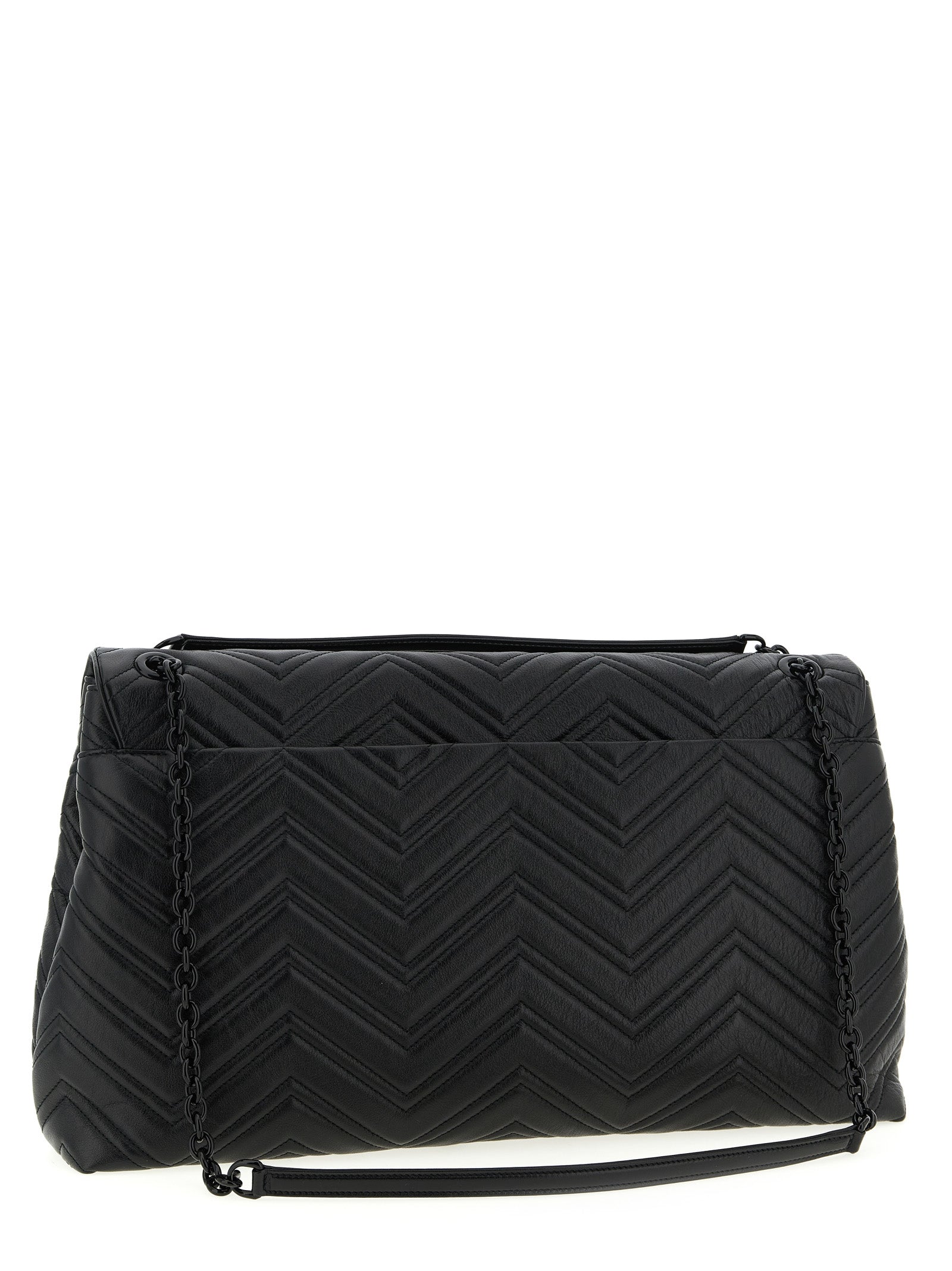 GG Marmont Maxi Shoulder Bag Black Calfskin Leather (bos Taurus)
