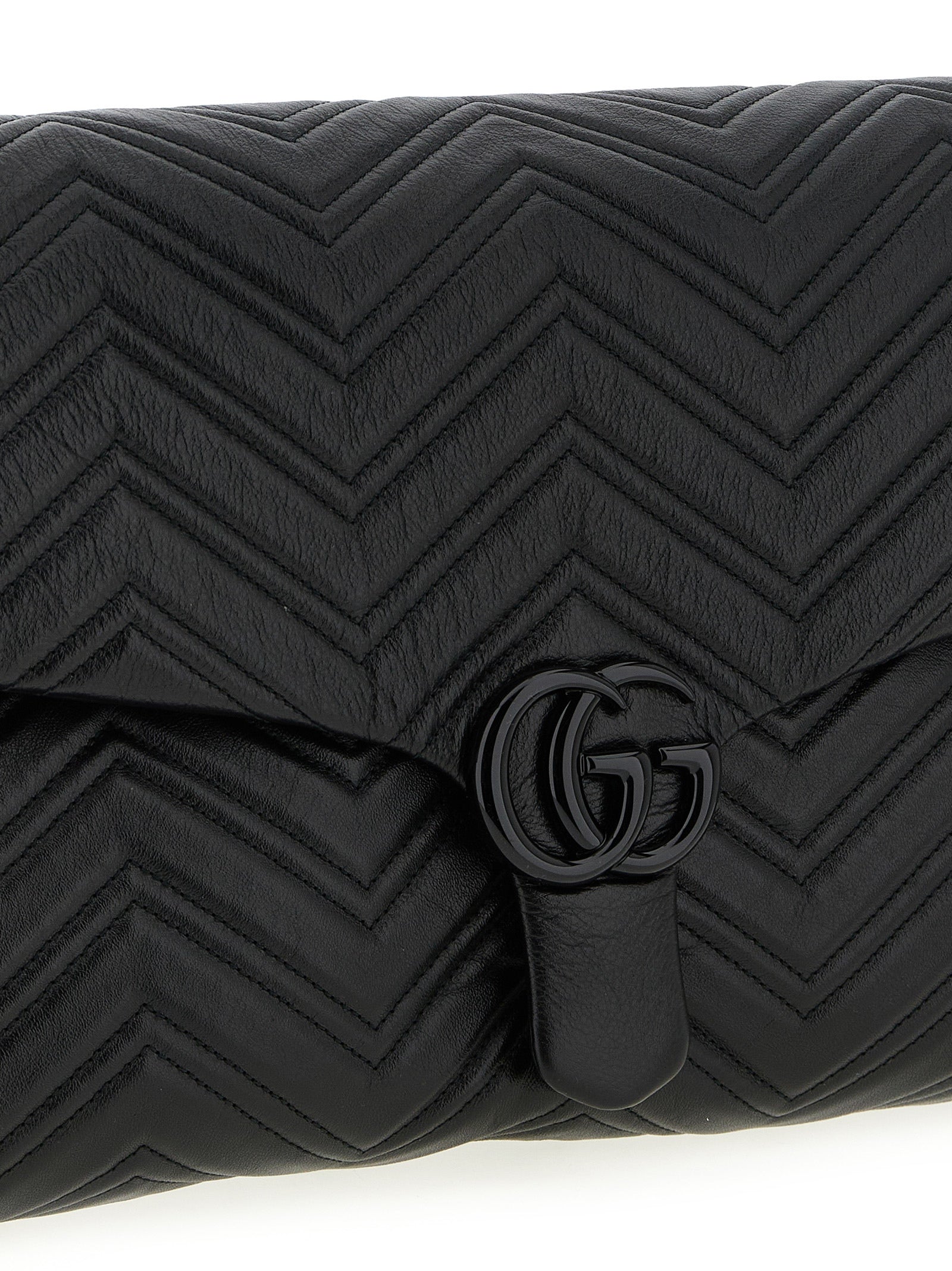 GG Marmont Maxi Shoulder Bag Black Calfskin Leather (bos Taurus)