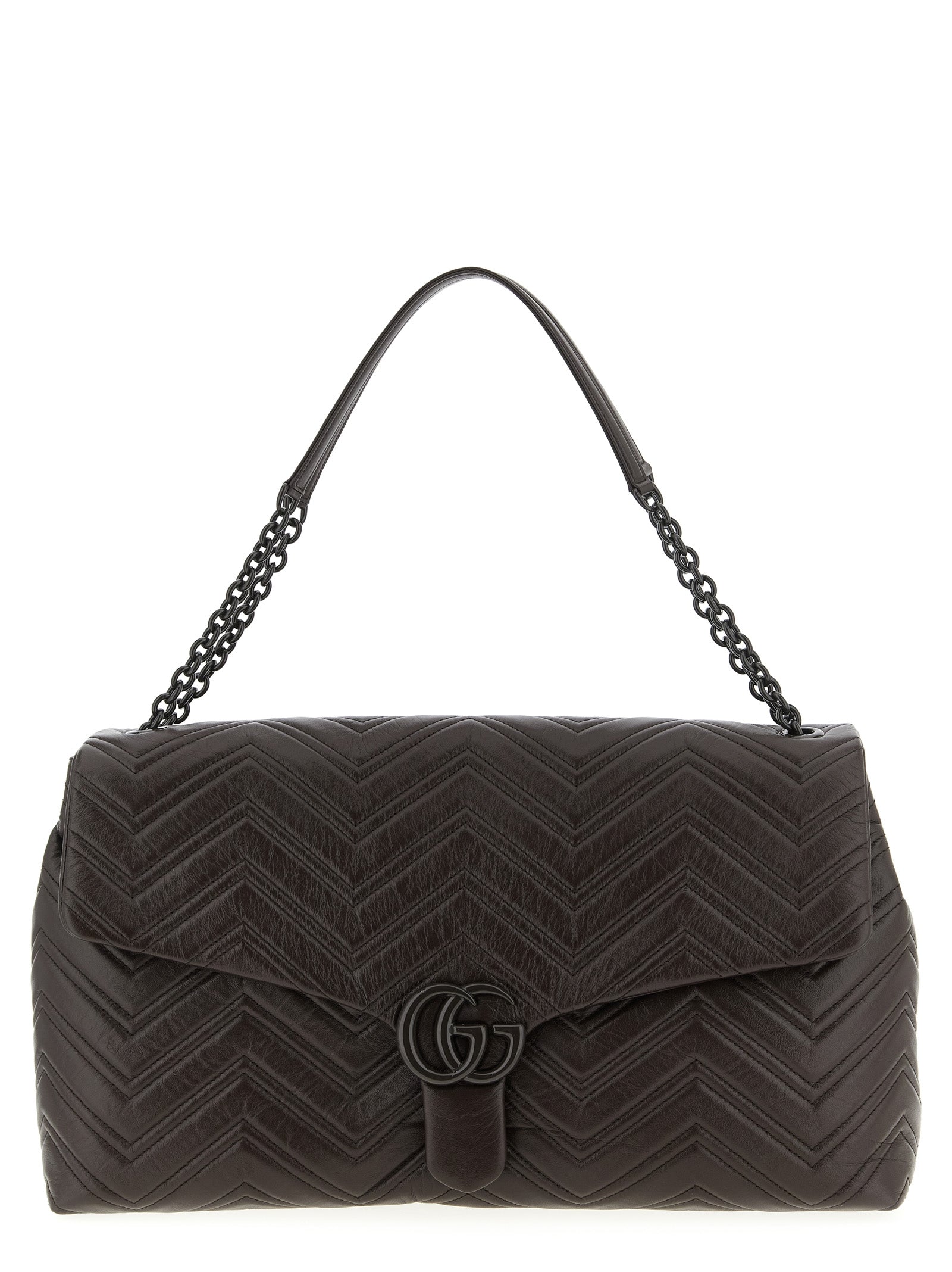 GG Marmont large shoulder bag Brown Calfskin Leather (bos Taurus)