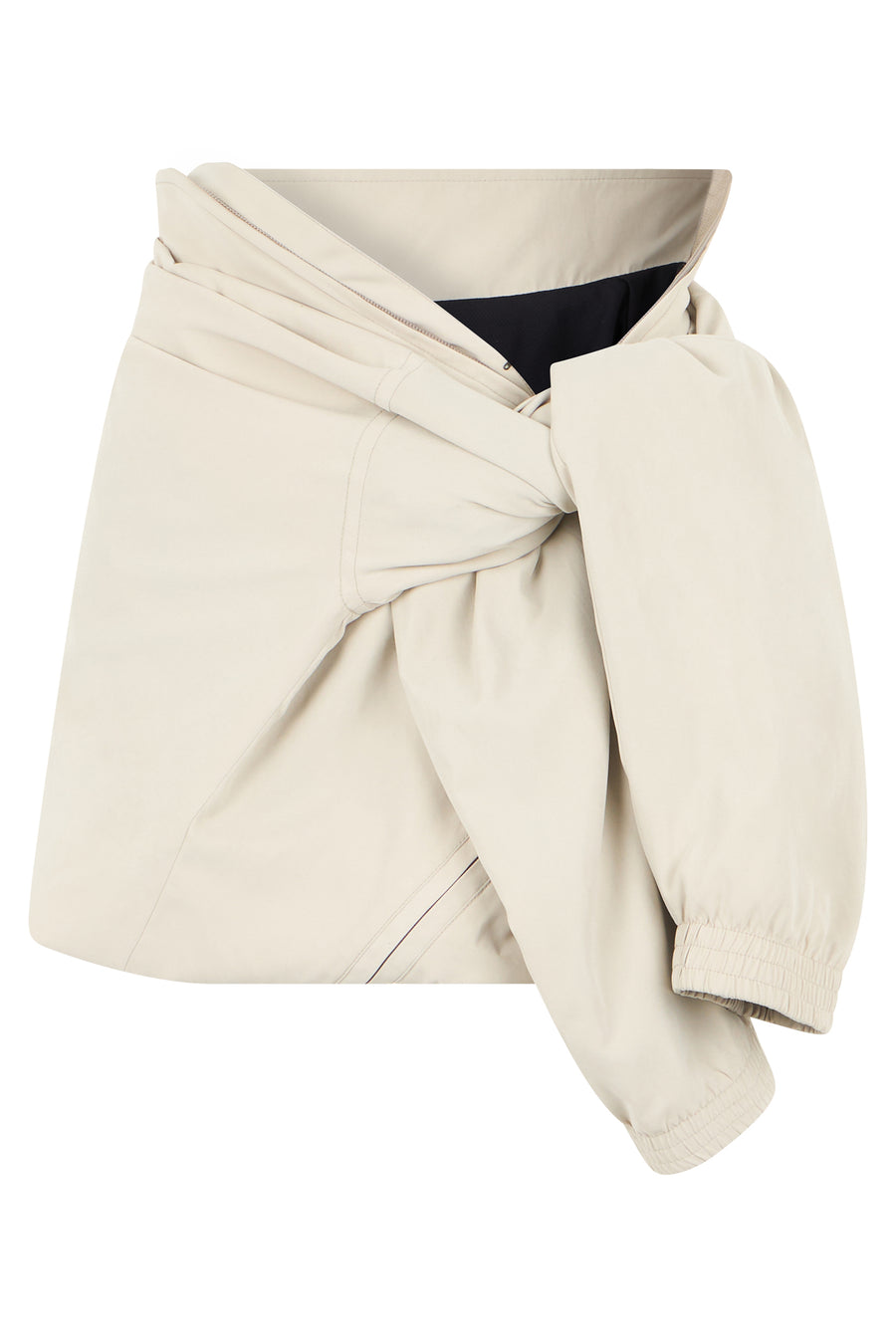 Short Skirt With Side Knot Beige Polyester