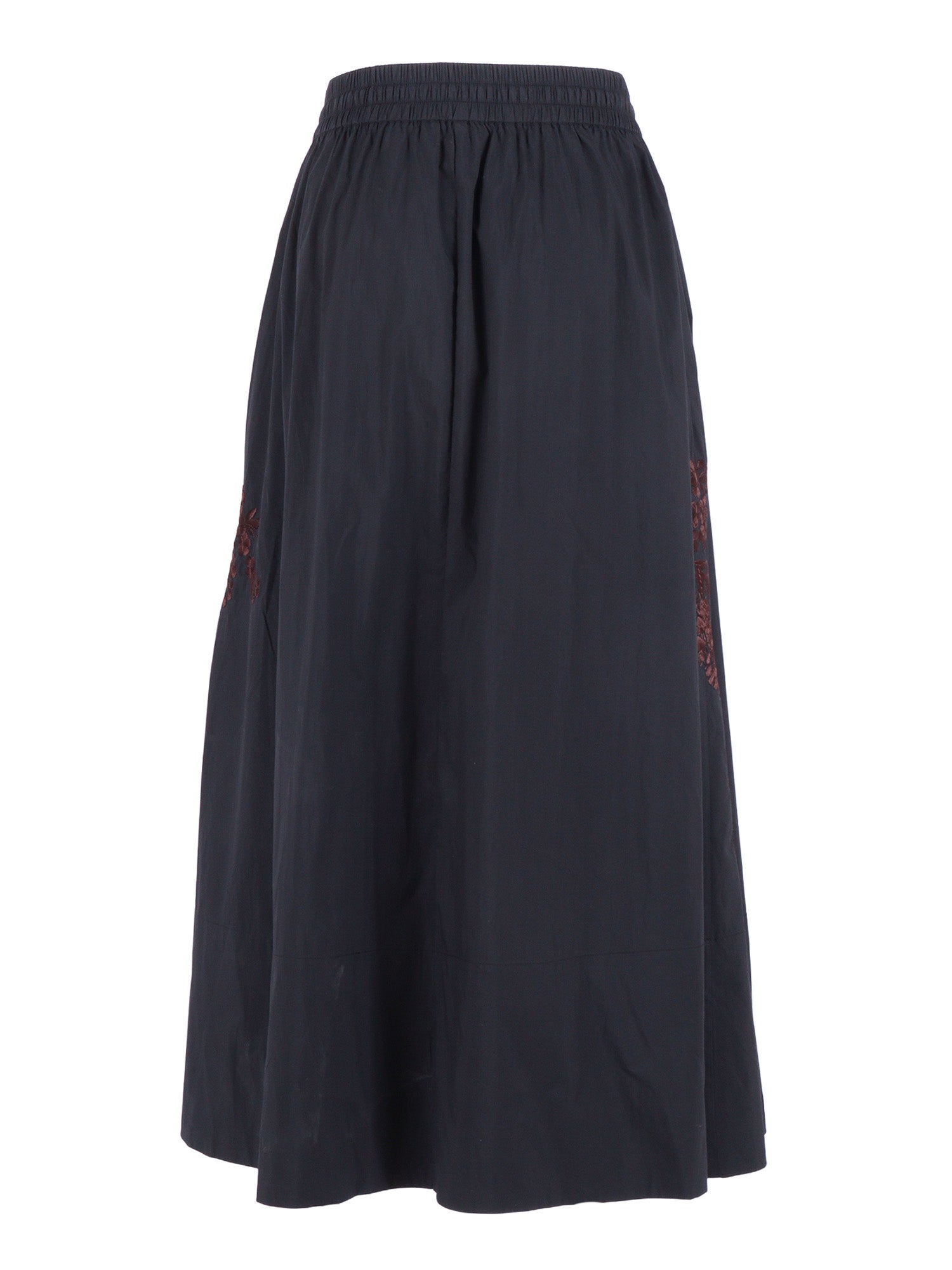 SKIRT WITH EMBROIDERY Black Polyamide Cotton
