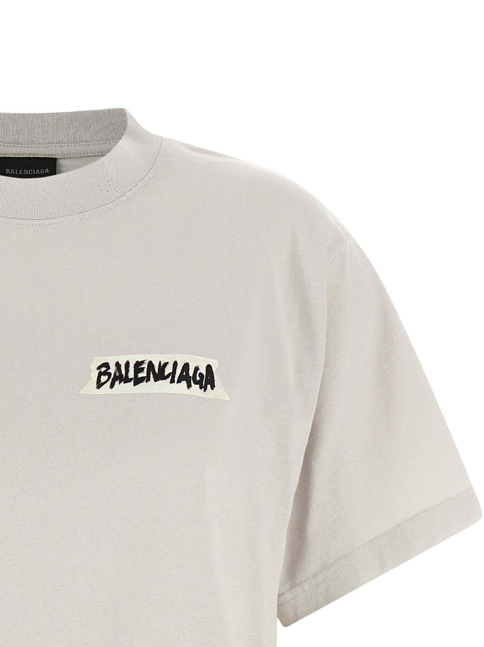 Masking Tape T-shirt Gray Cotton