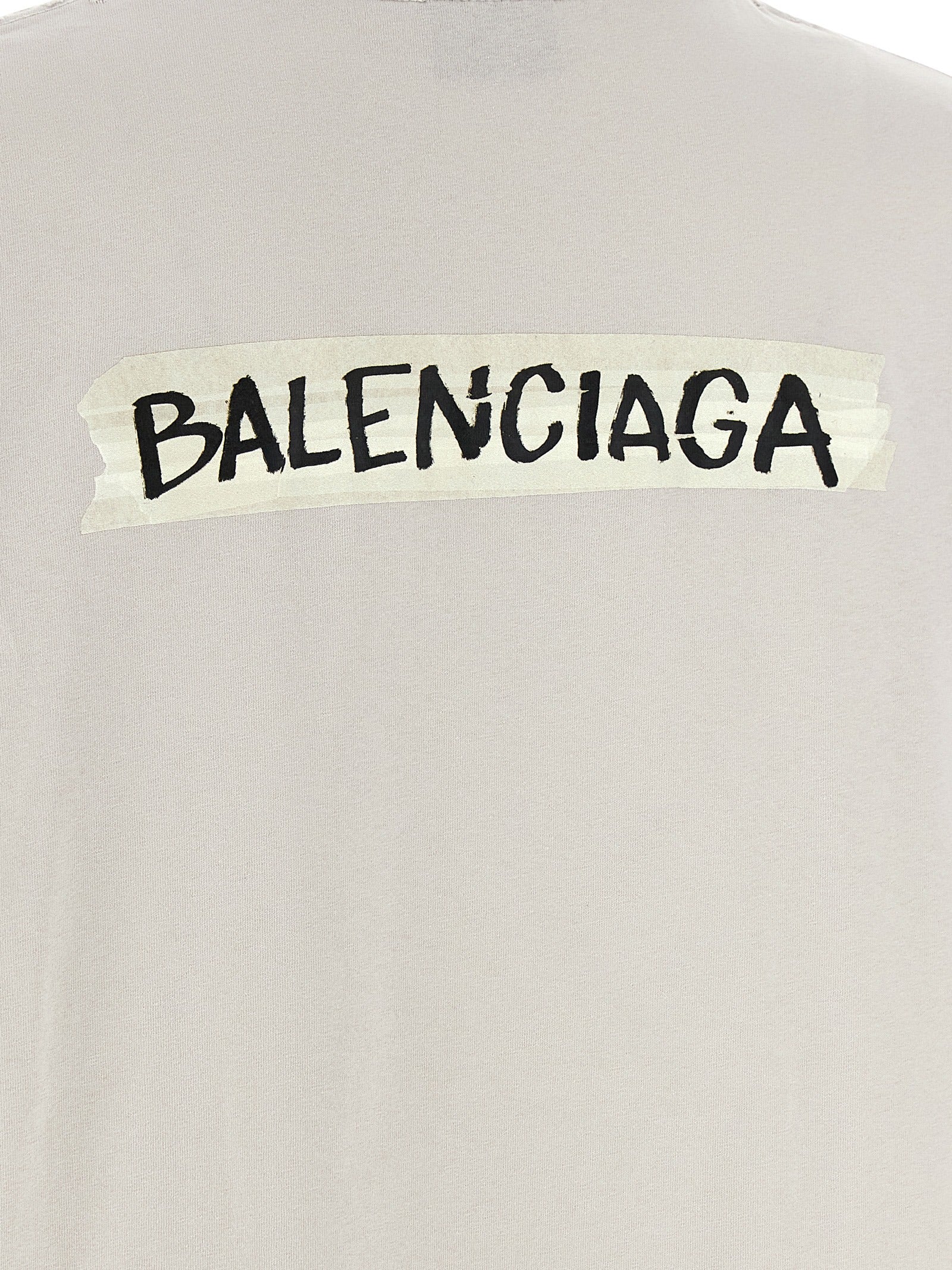 Masking Tape T-shirt Gray Cotton