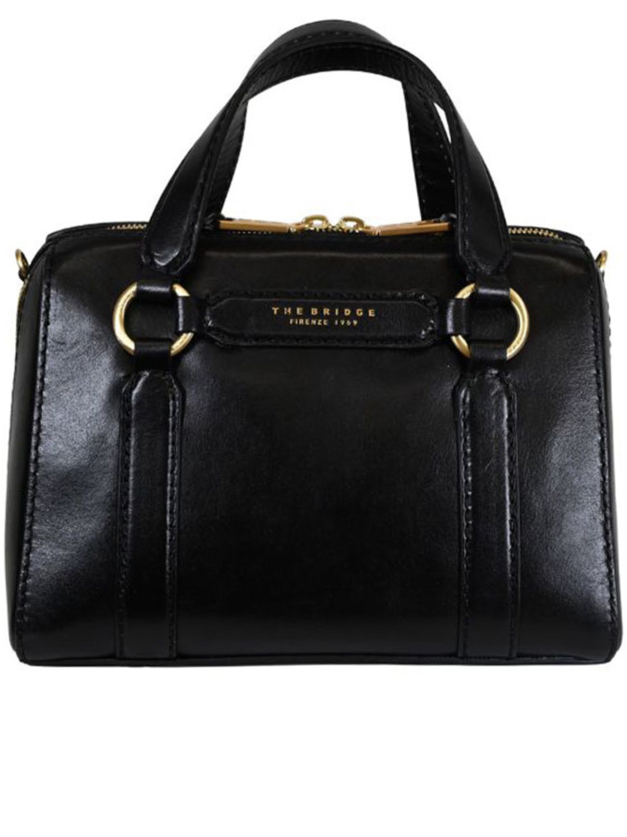 Handbag W-shoulder Black Leather | Borsa