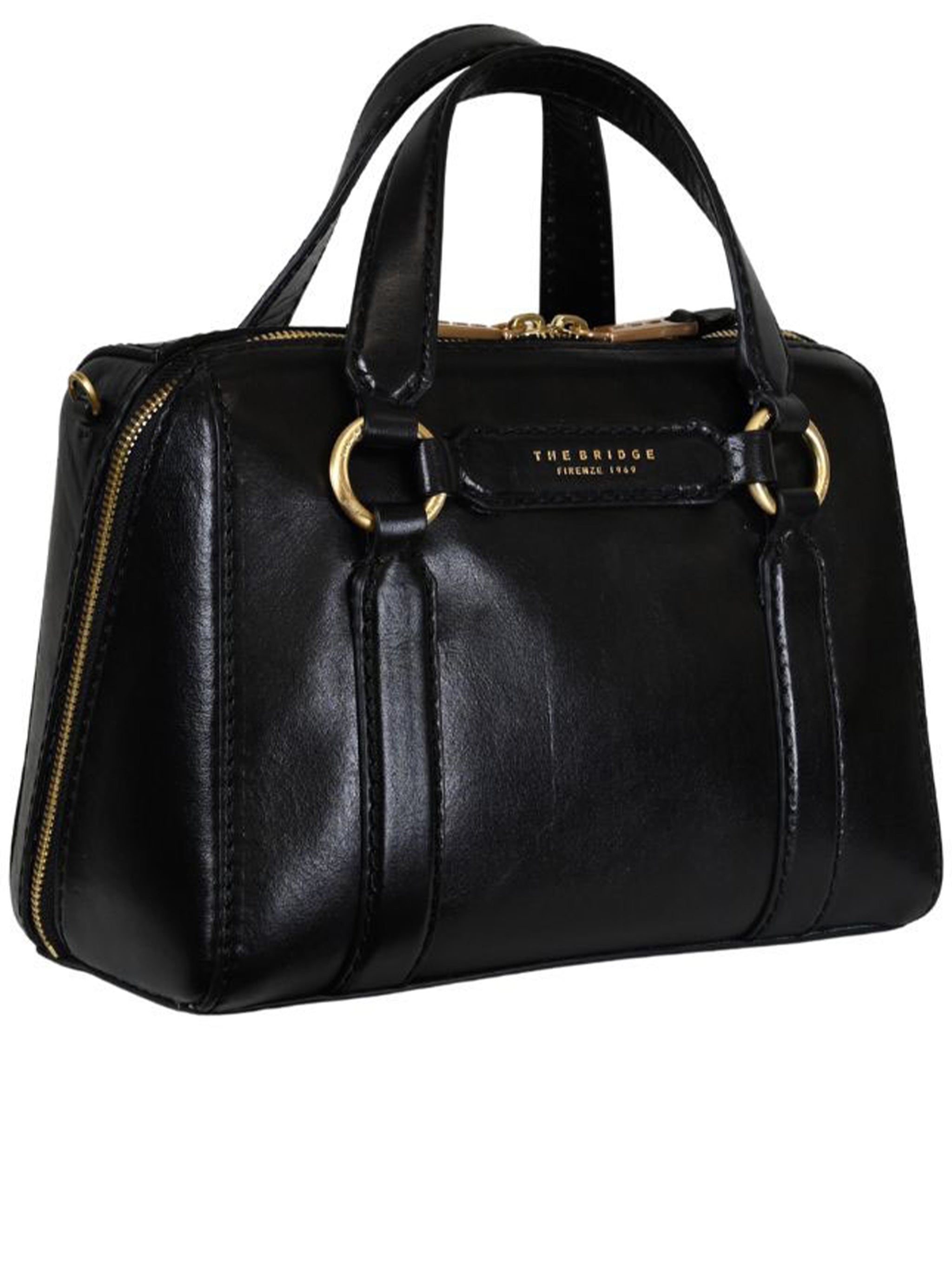 Handbag W-shoulder Black Leather | Borsa