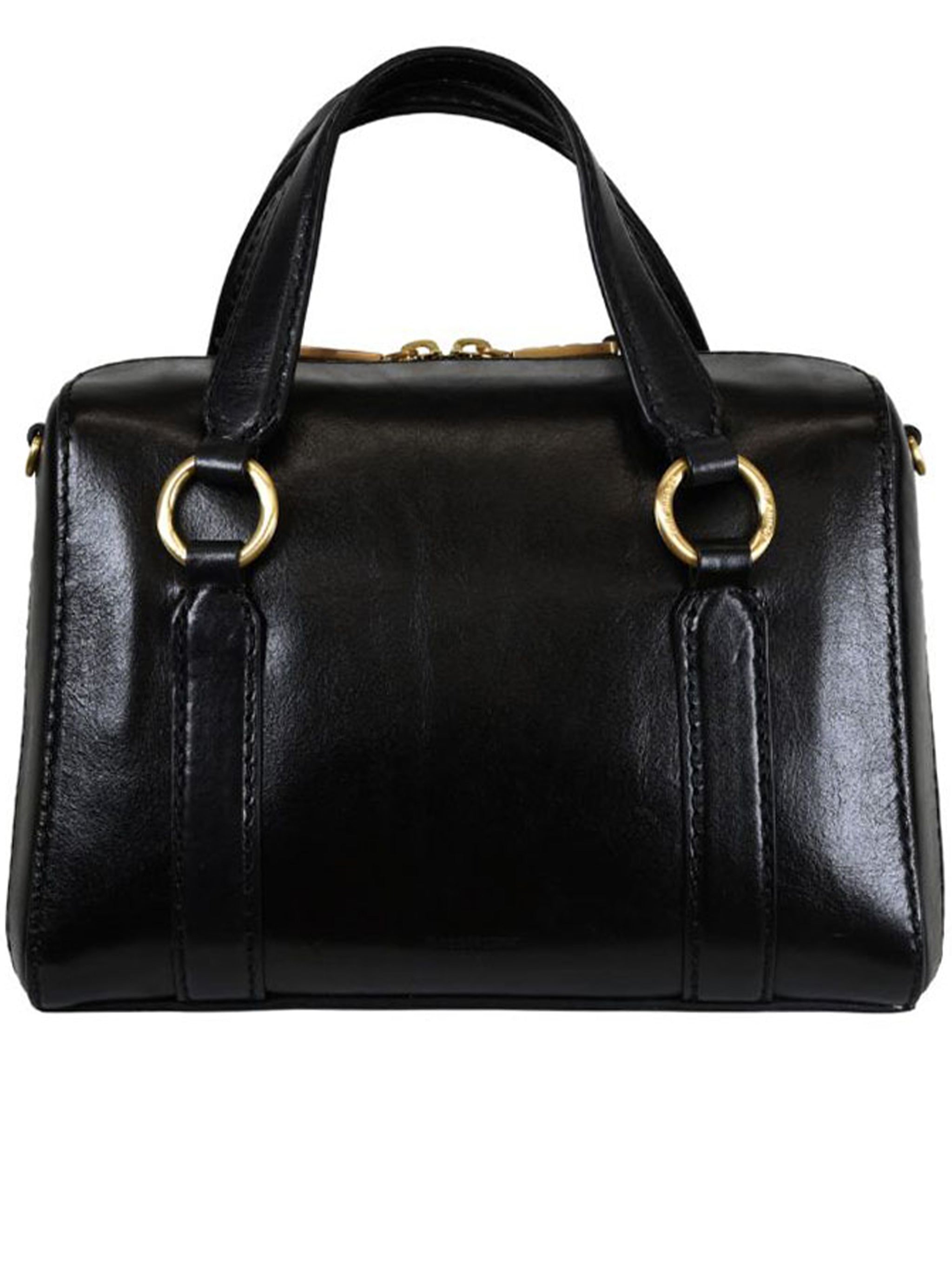Handbag W-shoulder Black Leather | Borsa
