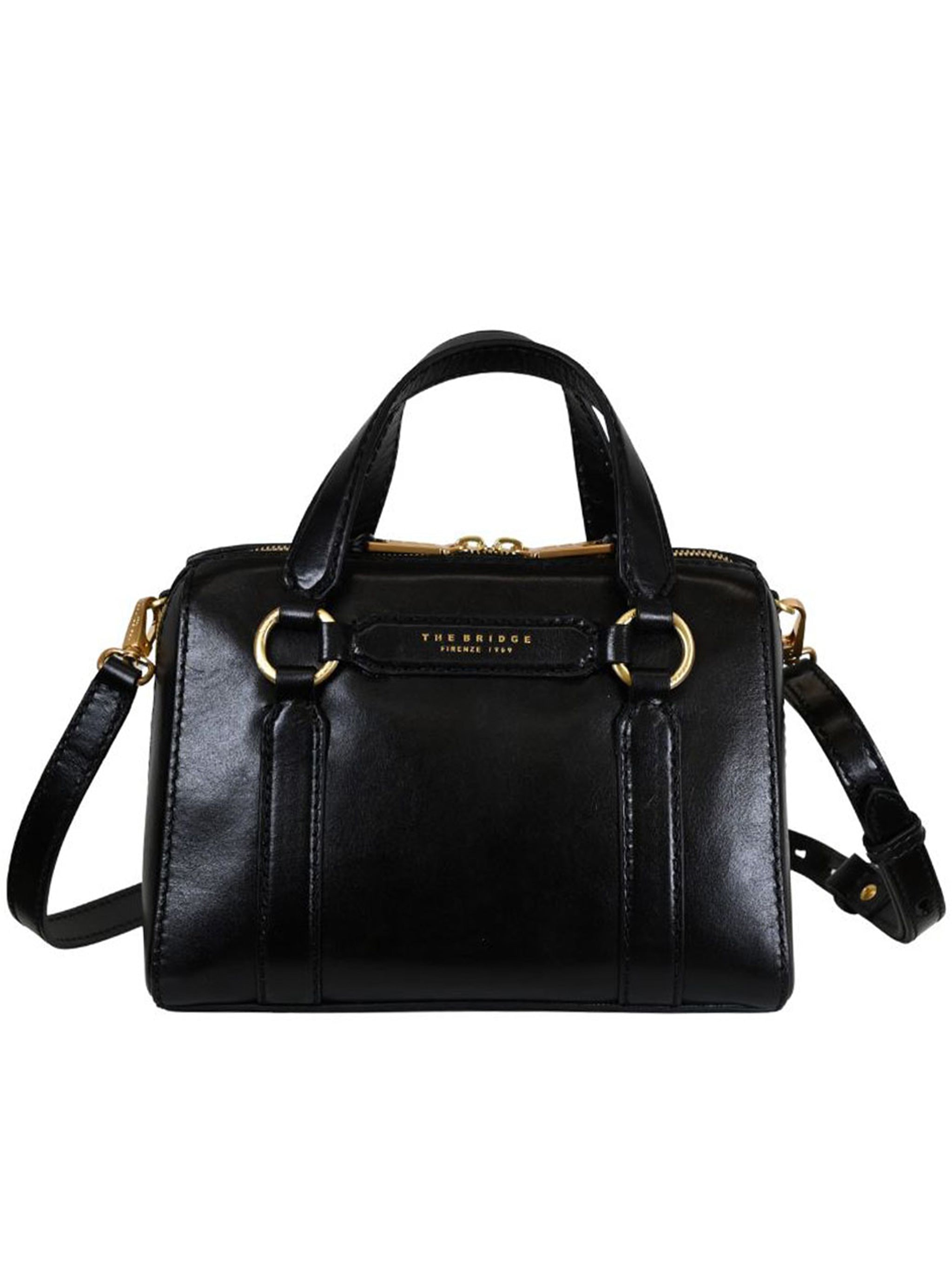 Handbag W-shoulder Black Leather | Borsa