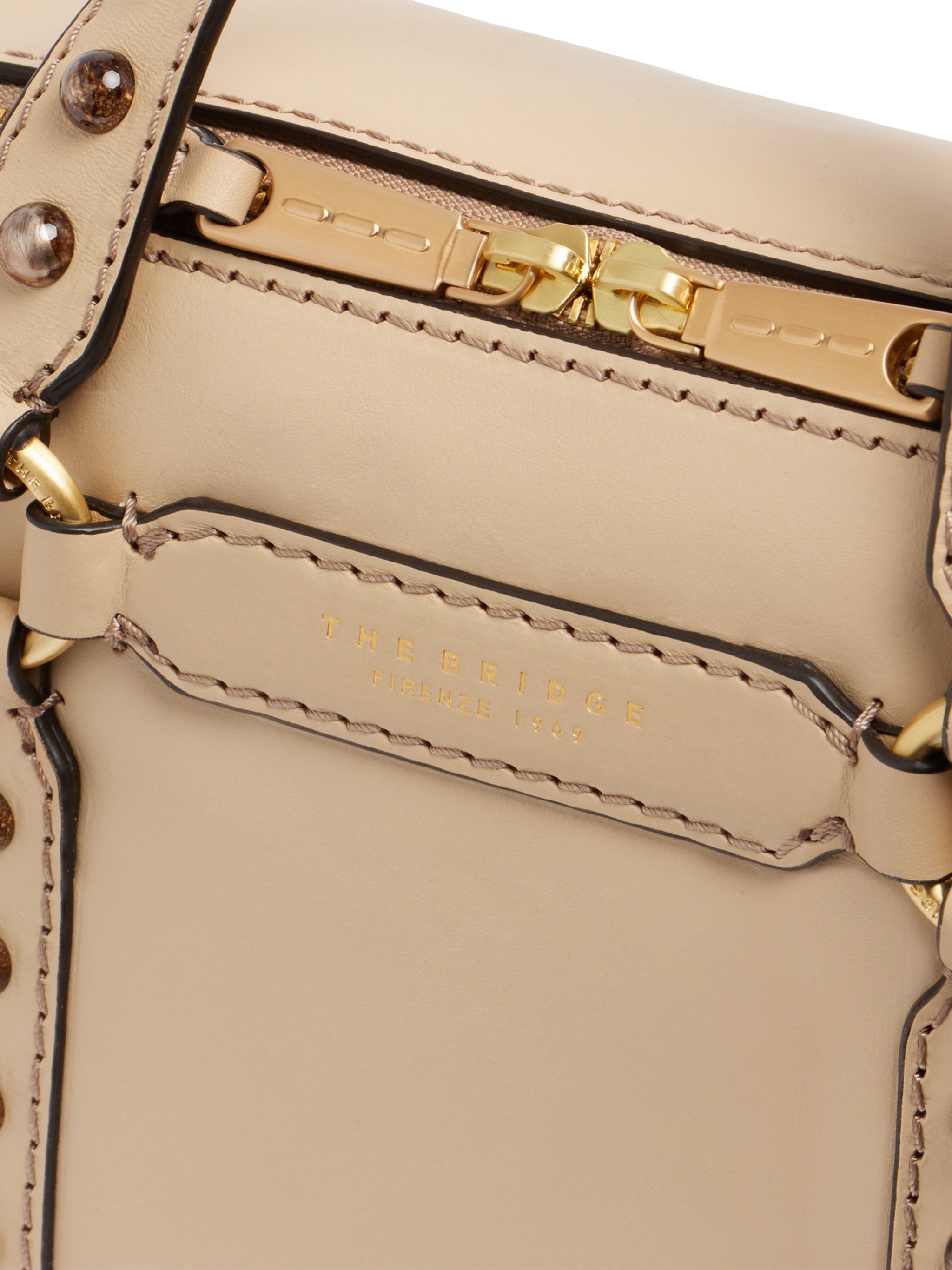 Handbag W-shoulder Nude & Neutrals Leather | Borsa