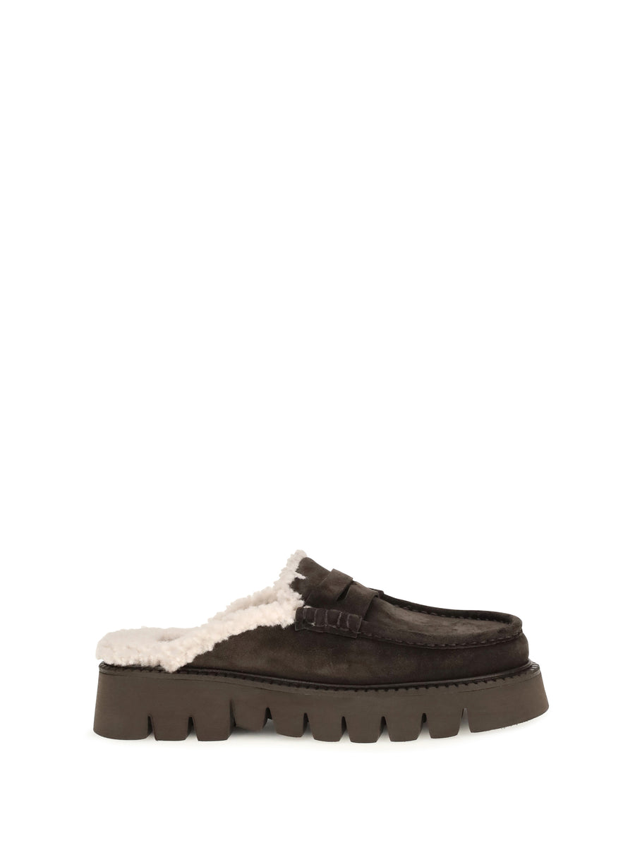 Savy Shearling Mules Brown Velour-shrlng Boot