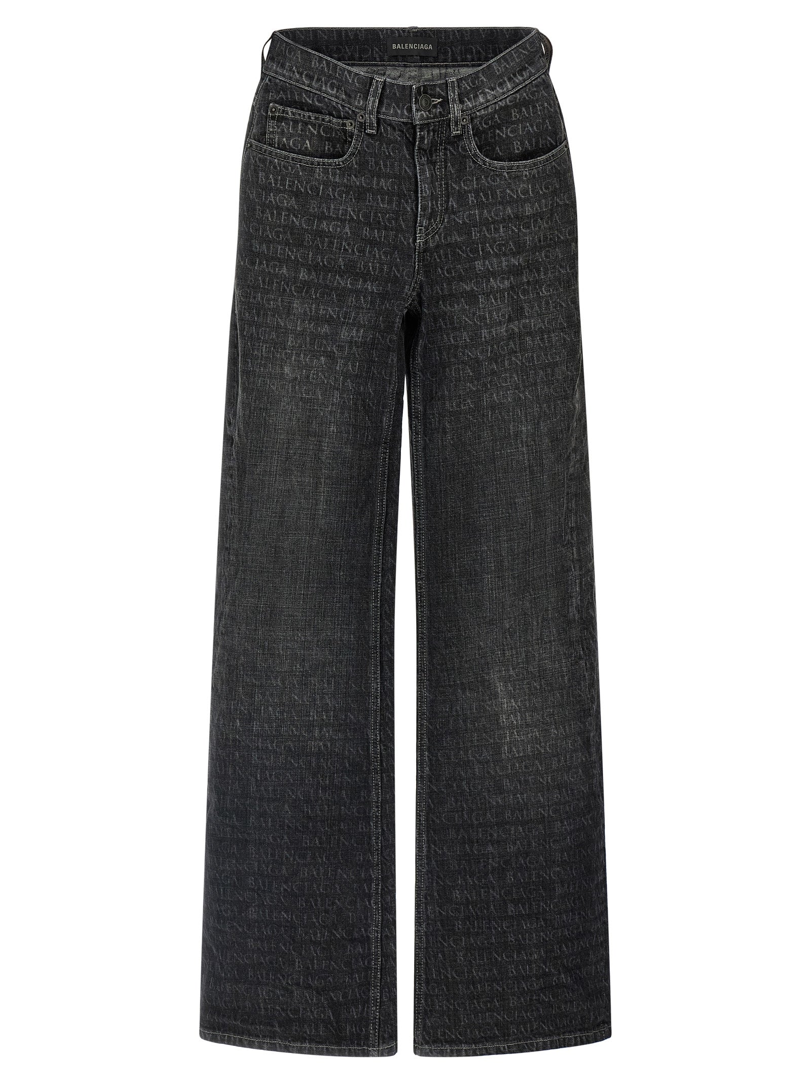 Wide leg jeans Black Cotton