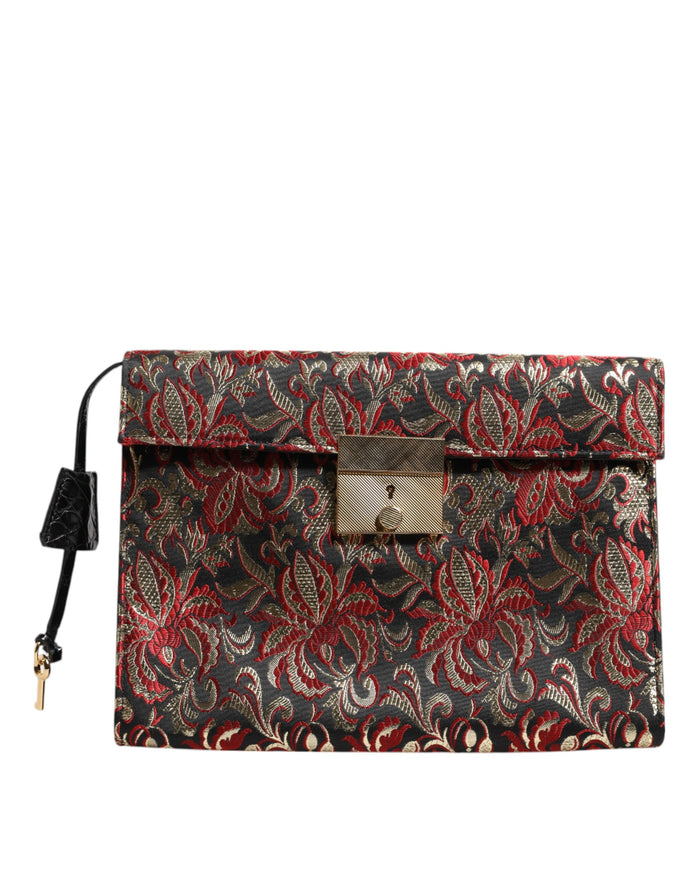 Multicolor Jacquard Floral Document Briefcase Bag Fabric
