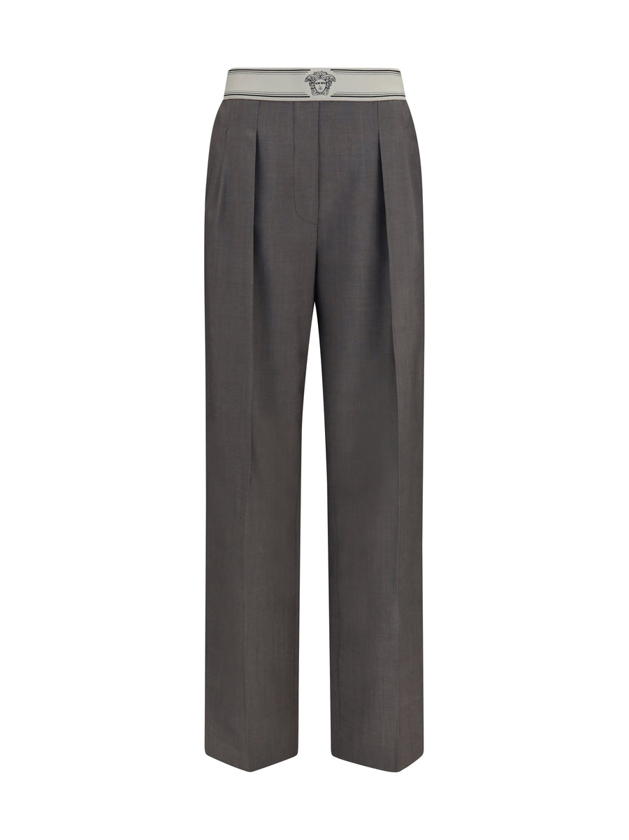 Versace 73% Merino wool trousers in gray