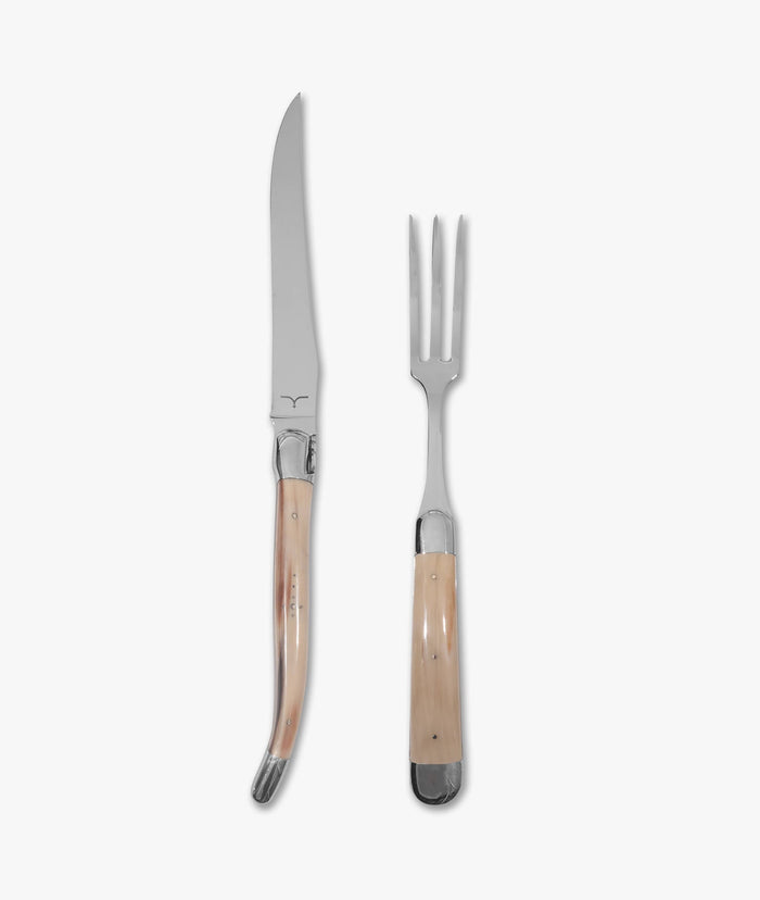 Dark Ox Horn Carving Set Tajima Tan Cutlery