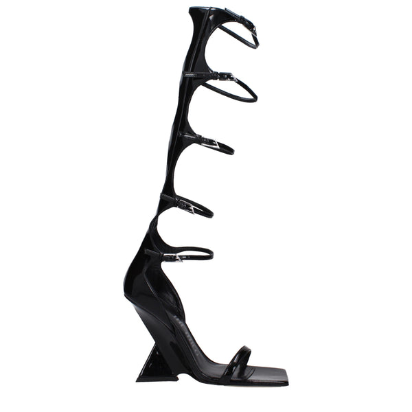 The Attico Patent leather heel sandal in black