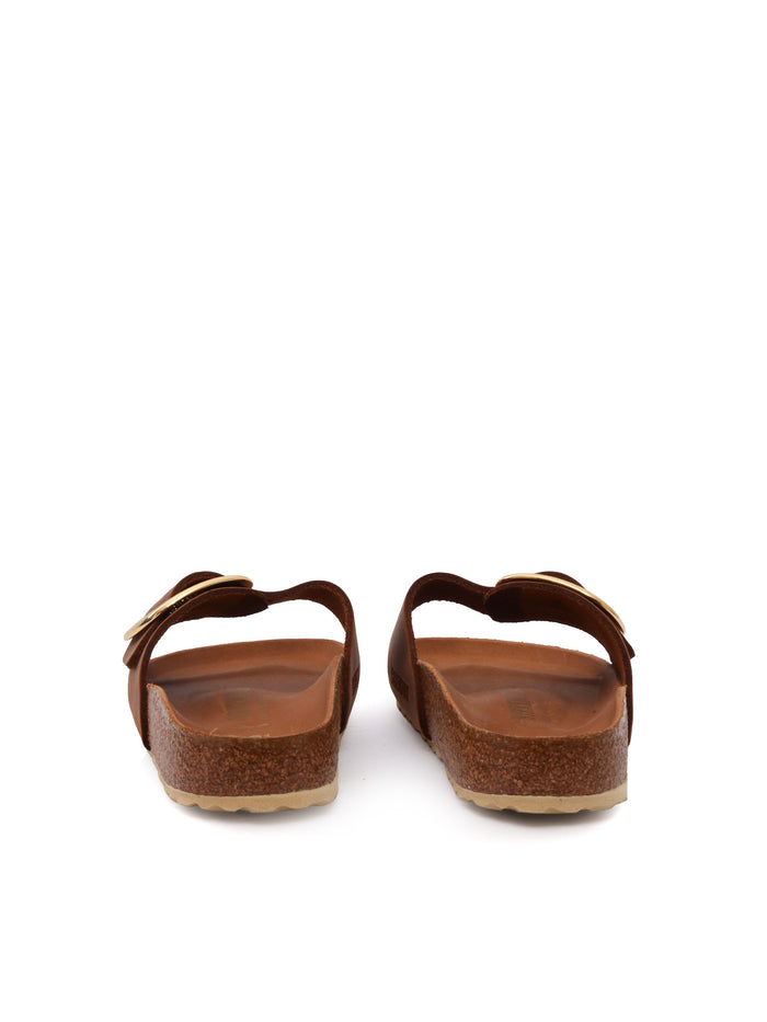 Madrid Big Buckle cognac, Oiled Leather Brown Sole In Eva Sandal