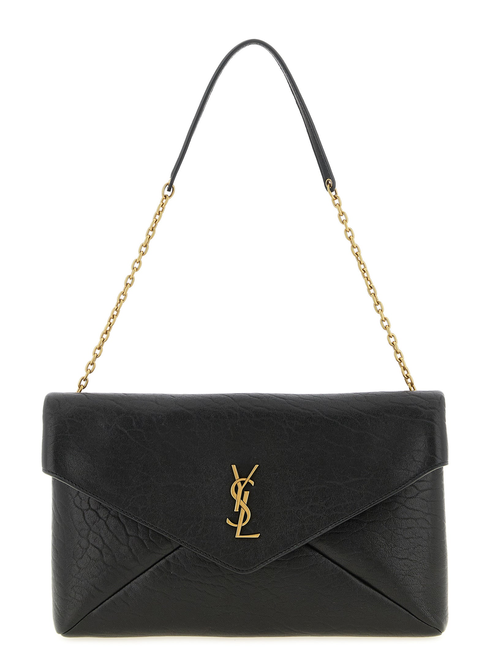 Medium Envelope Clutch Bag Black Lamb Leather (ovis Aries)