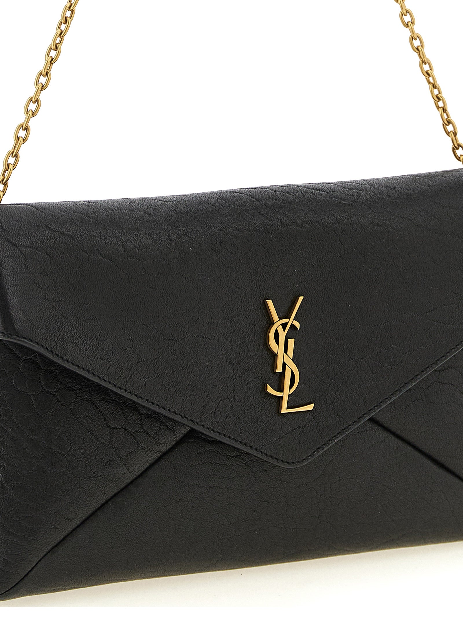 Medium Envelope Clutch Bag Black Lamb Leather (ovis Aries)