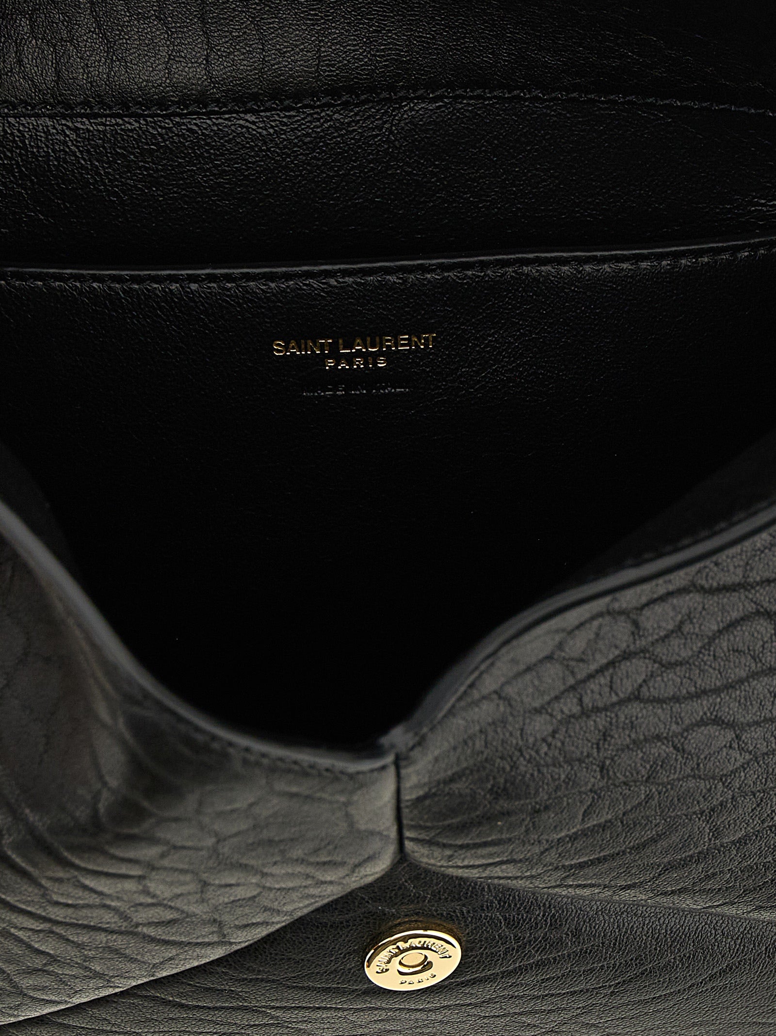 Medium Envelope Clutch Bag Black Lamb Leather (ovis Aries)
