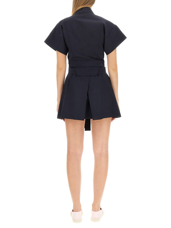 Mini Kimono Dress Blue Wool