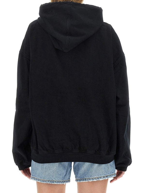 Oversized Logo Sweatshirt Black Cotton Sweatshirts