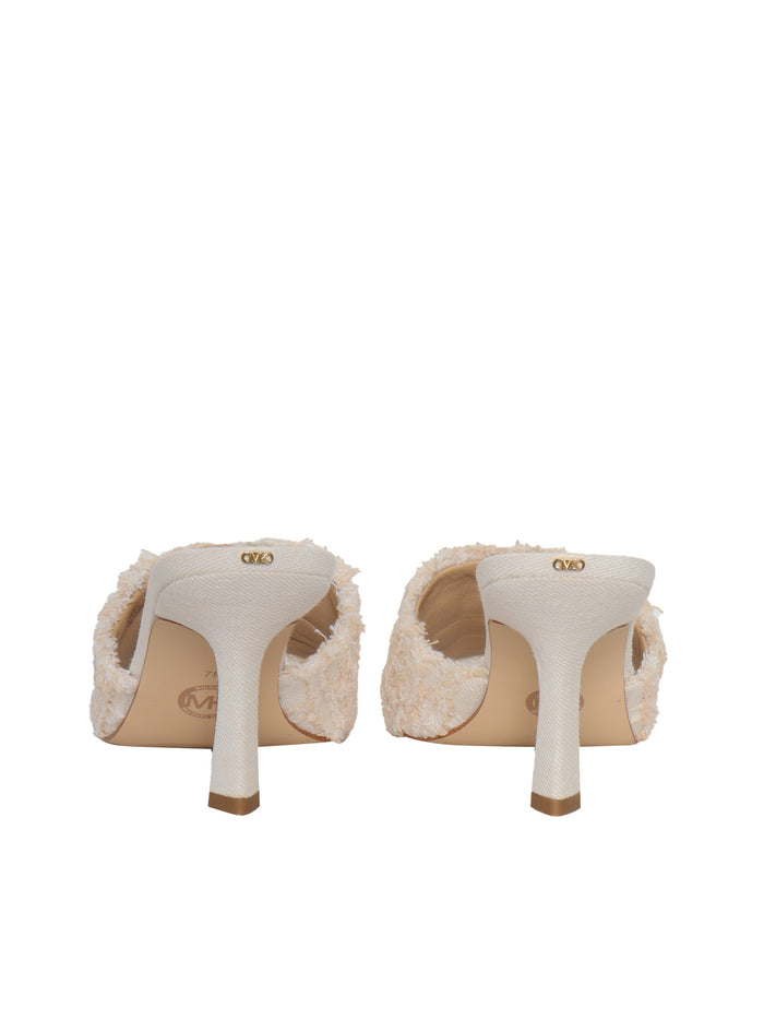 White Tessa mules sandals Cream Cotton Loafer