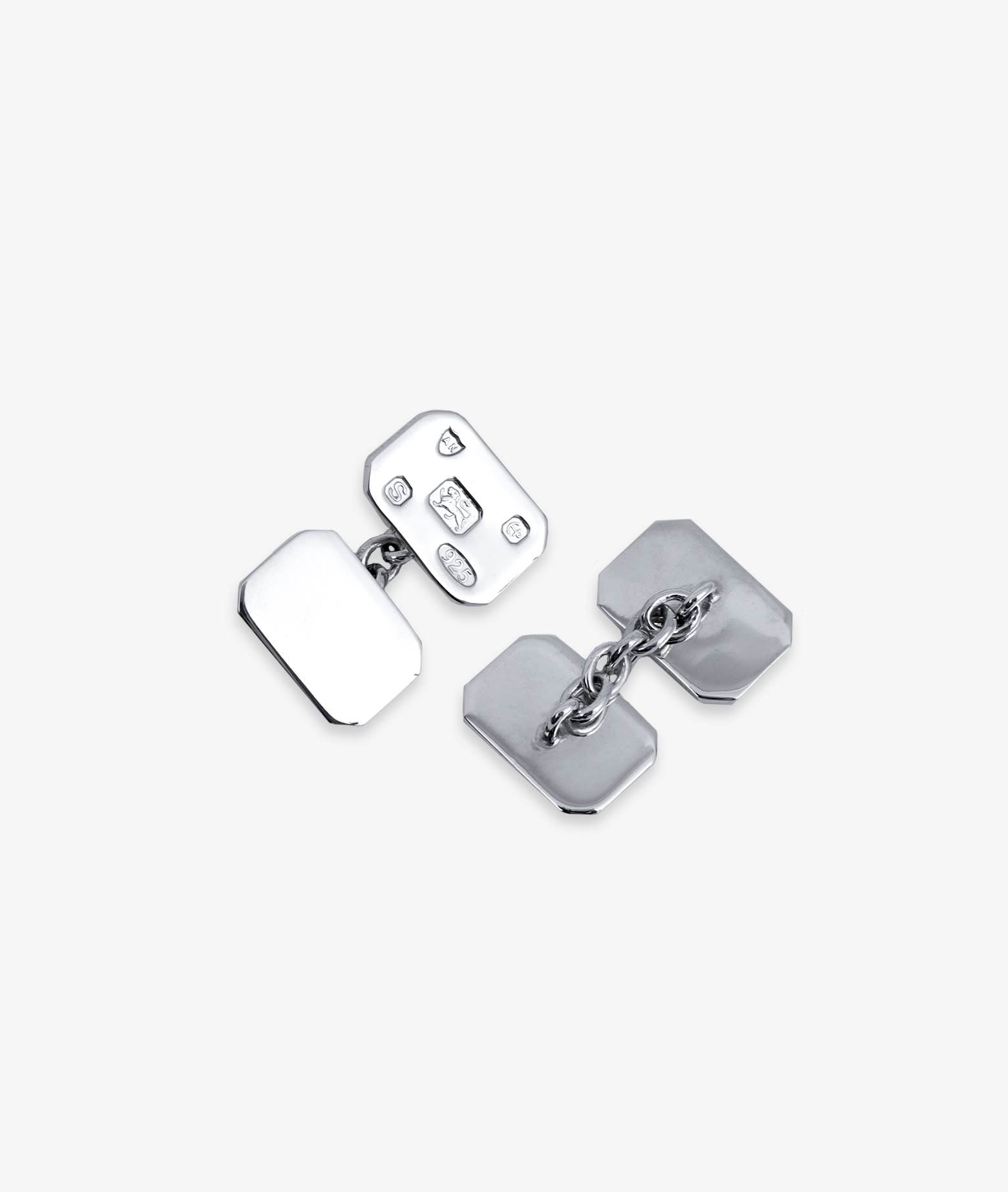 Rectangular Plain Cufflinks With Engraved Symbols Silver Jewelry