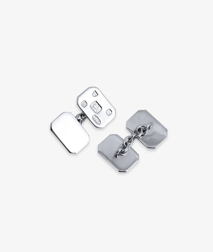Rectangular Plain Cufflinks With Engraved Symbols Silver Jewelry