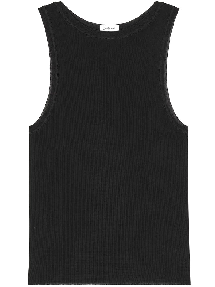 Canottiera In Maglia A Coste Black T-shirt