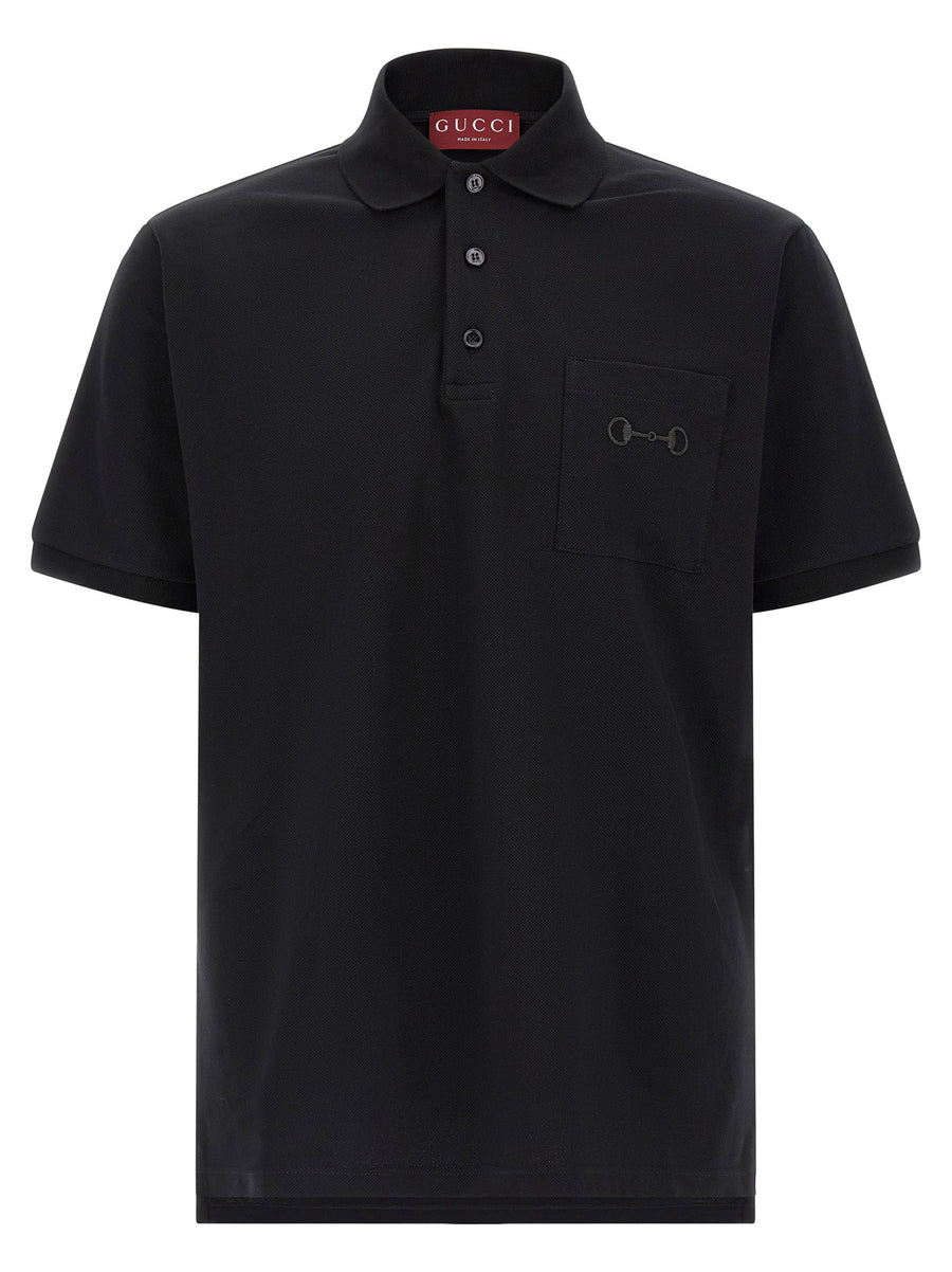 Gucci Morsetto Embroidery Polo Shirt — Black