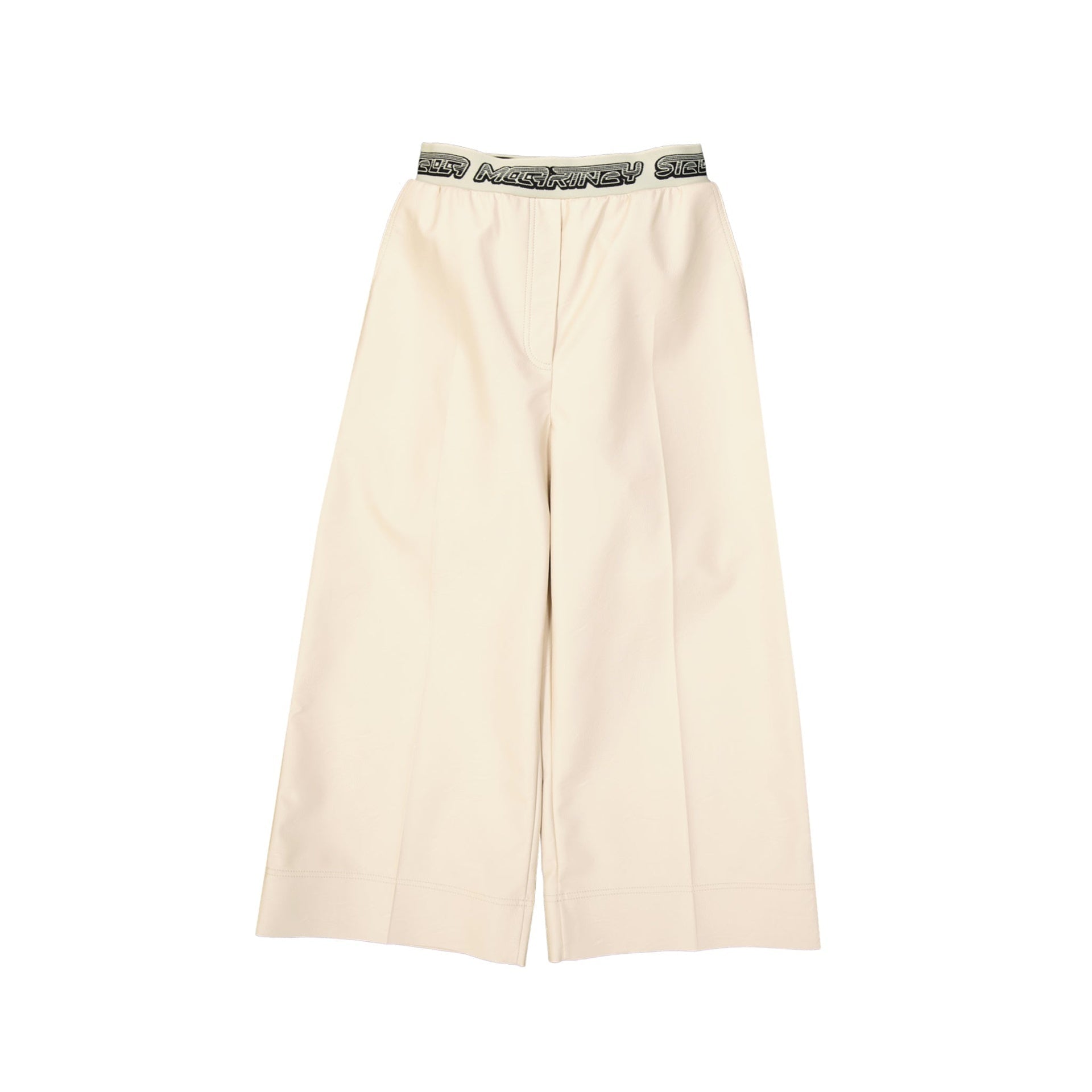 Stella Mccartney Cropped Logo Pants Beige Viscose