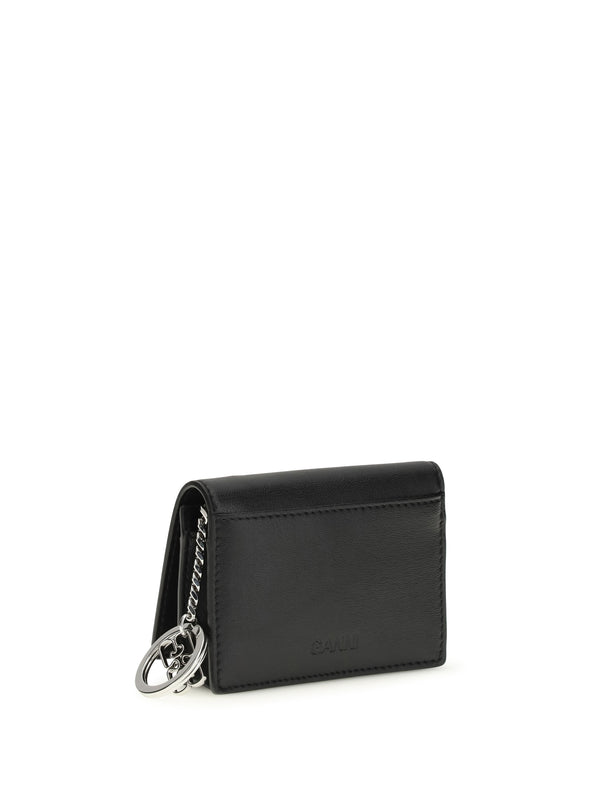 Card Holder Poodle Print Black Polyester Wallets & Purses