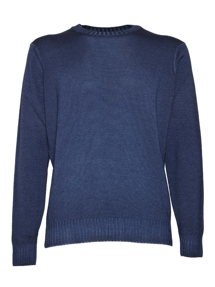 Crewneck Sweater Blue Virgin Wool