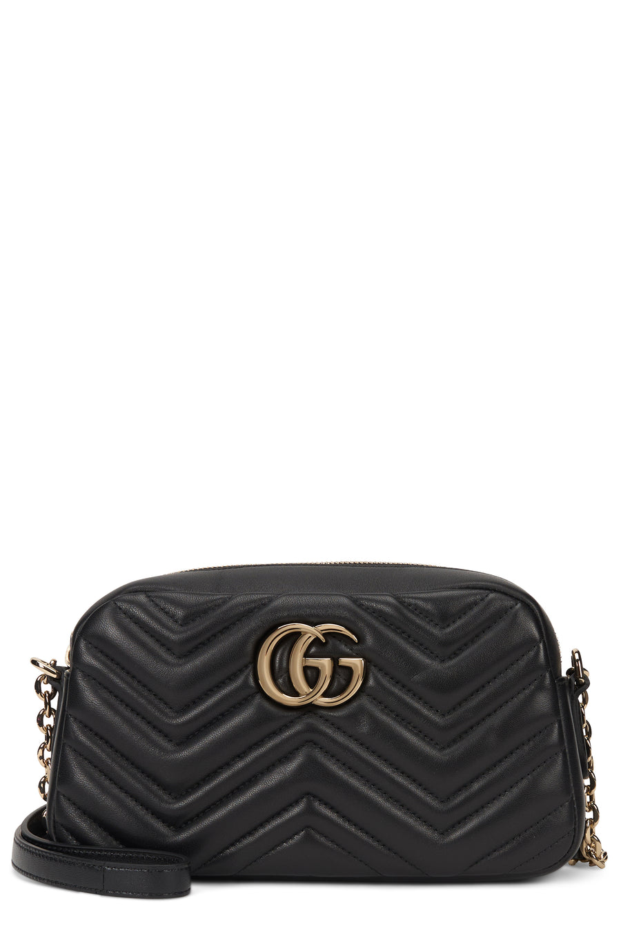 Shoulder Bag Gg Marmont Chevron Nappa Black Lambskin