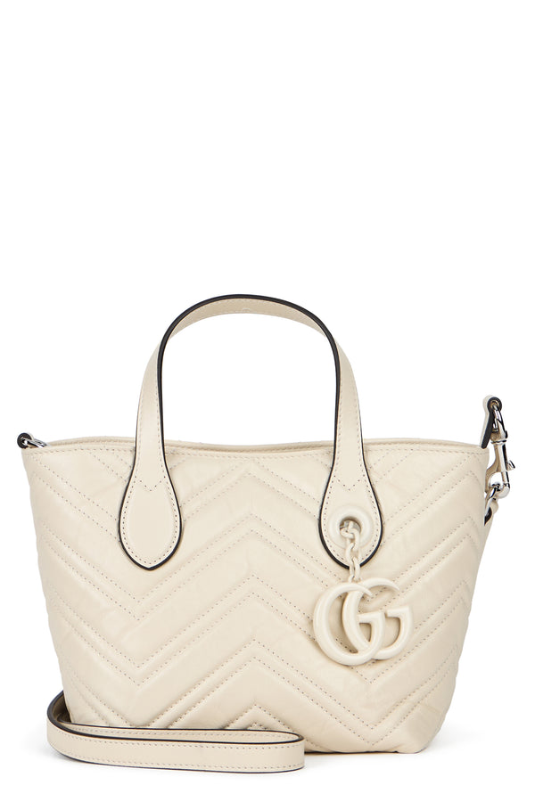 Handbag Gg Marmont Mini Chevron Cream Calf Skin Handbags