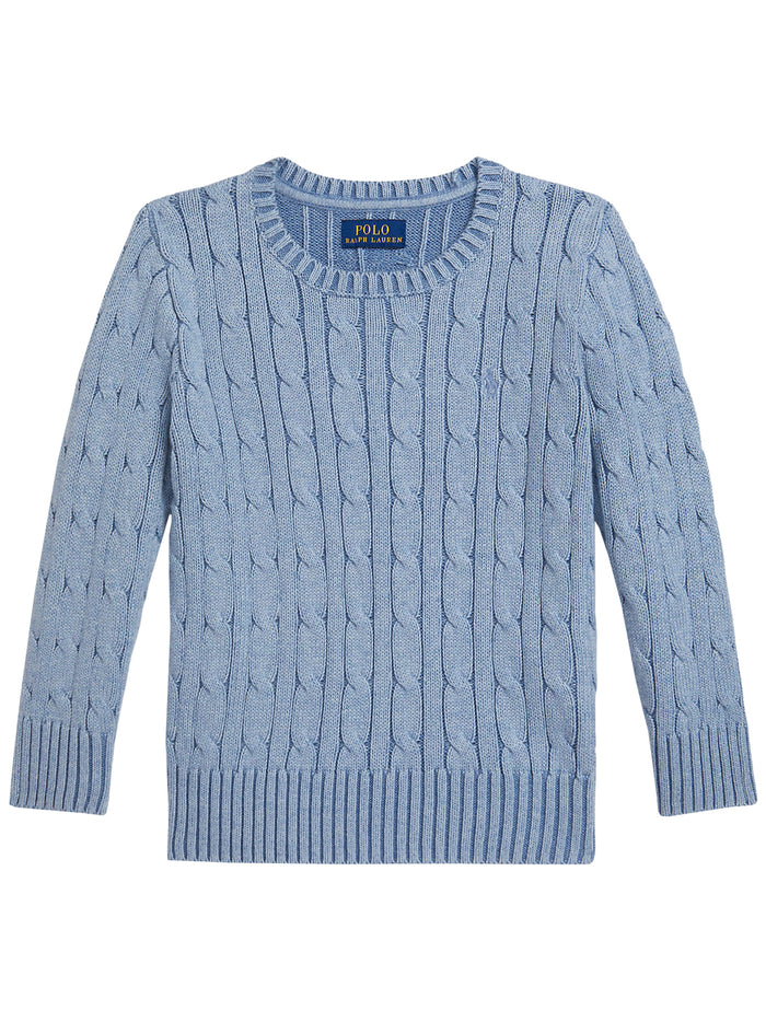 Ls Cable Cn Tops Sweater Blue Maglia
