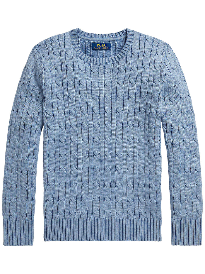 Ls Cable Cn Tops Sweater Blue Maglia