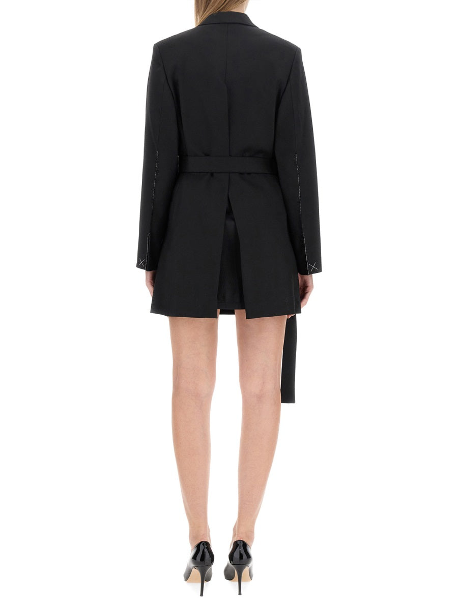 Double-Breasted Mini Dress Black Polyester