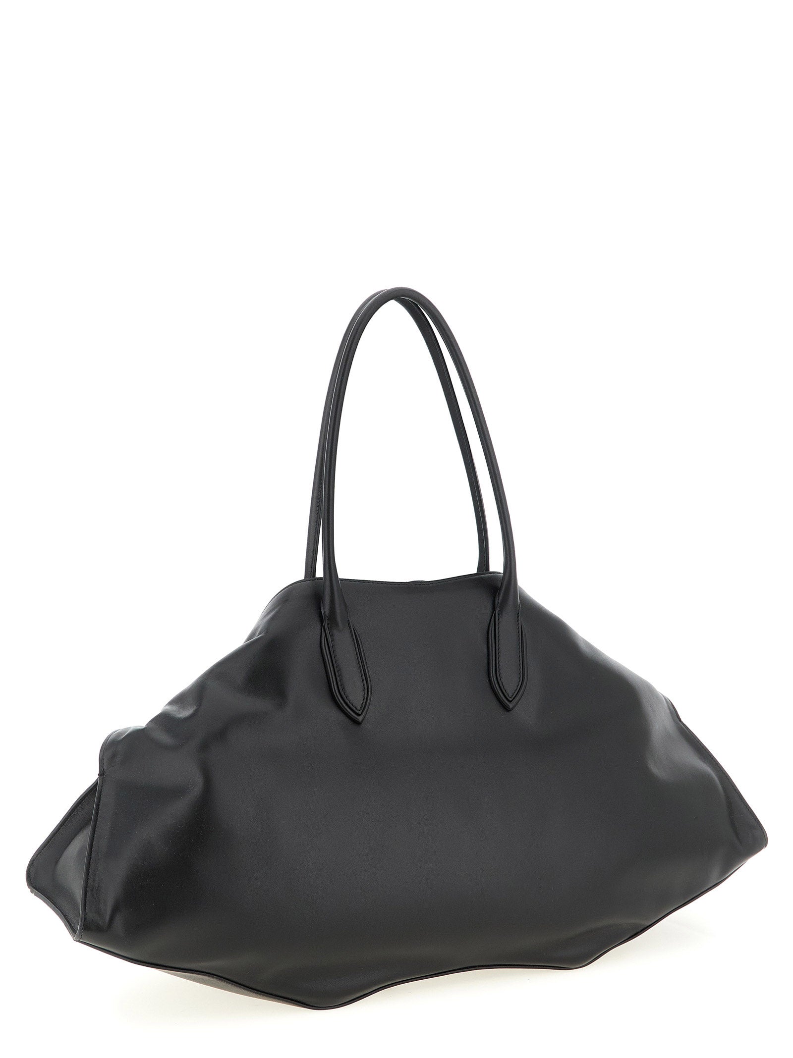 Maxi Manta shoulder bag Black Calfskin Leather (bos Taurus)