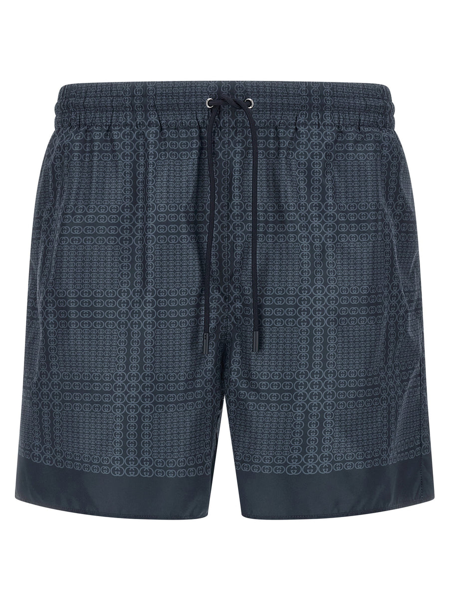 Gucci Gucci Incrocio GG-Print Swim Shorts — Navy