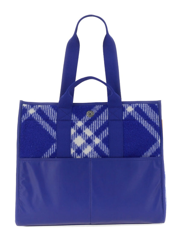 Shopper Bag Blue Virgin Wool Handbags