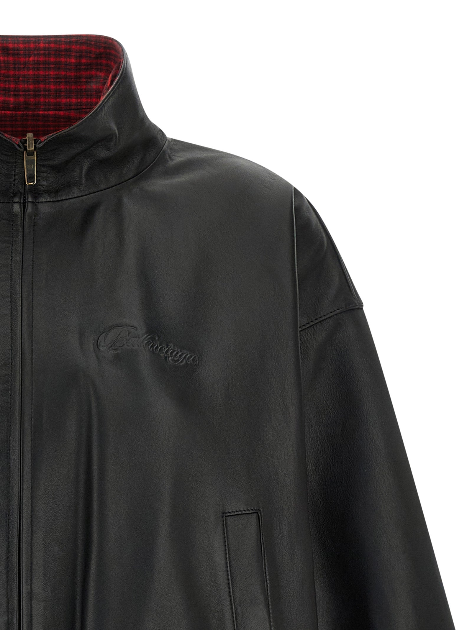 Reversible leather jacket Black Lamb (ovis Aries) Down Jacket, Parka, Casual