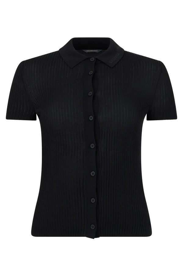 Cardigan Ribbed Knit Black Viscose Cardigans