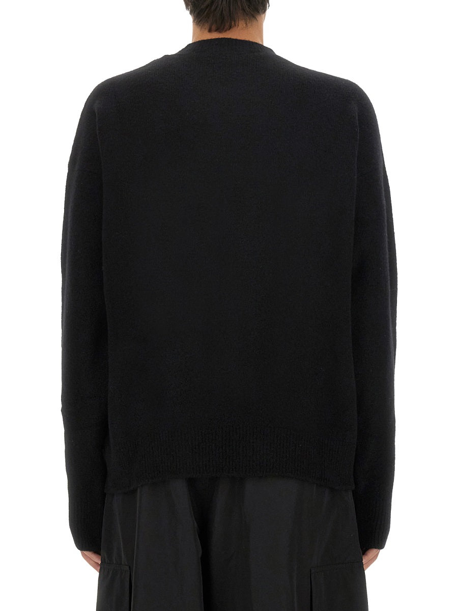 Jersey With Logo Black Merinos Wool Jumpers
